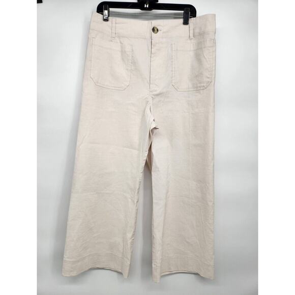 NWT Anthropologie Maeve The Colette Cropped Wide-Leg Pants Sz 33 Pearl #7B405 - Picture 2 of 12